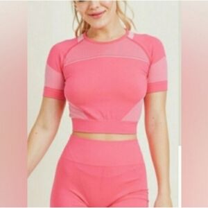 Kimberly C 2-PC Activewear Set Bike Shorts & Crop Top Fitness Yoga Cycling Gym